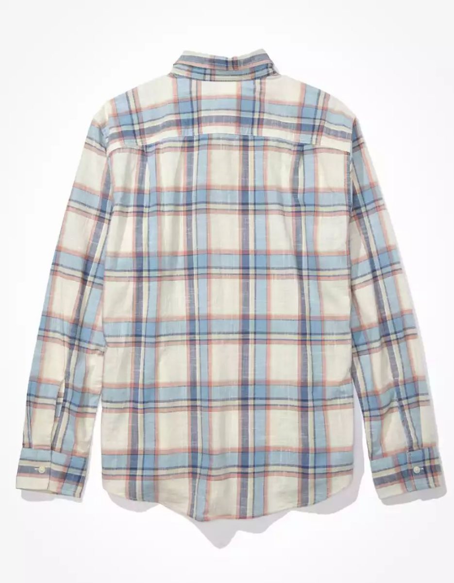 Hauts Flanelle American Eagle AE Super Soft Everyday Plaid Button-Up Shirt Blanche Homme | WGP-51129860